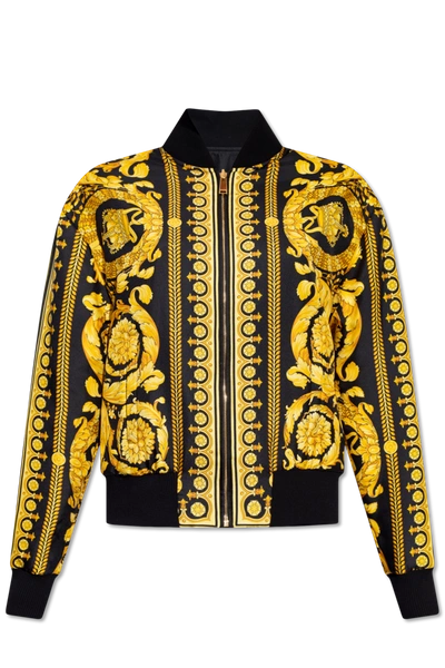 Shop Versace Yellow Reversible Bomber Jacket In New
