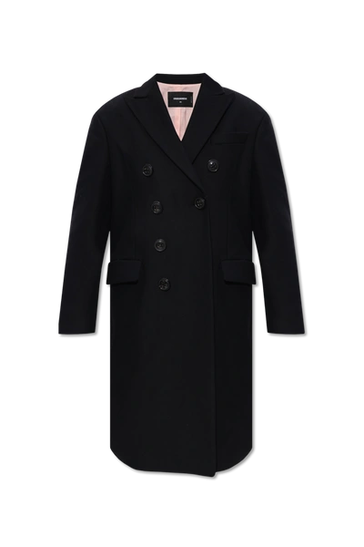 Shop Dsquared2 Black Double-breasted Coat In New