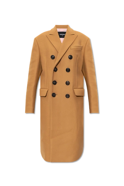 Shop Dsquared2 Beige Double-breasted Coat In New