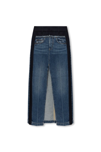 Shop Stella Mccartney Blue Denim Skirt With Vintage Effect In New