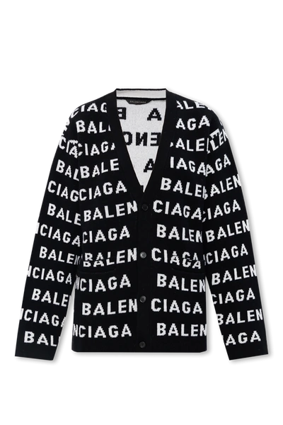 Shop Balenciaga Black Cardigan With Logo In New