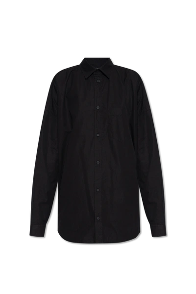 Shop Balenciaga Black Logo-printed Shirt In New