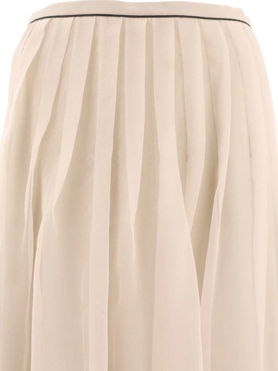 Shop Brunello Cucinelli Pleated Skirt In Beige