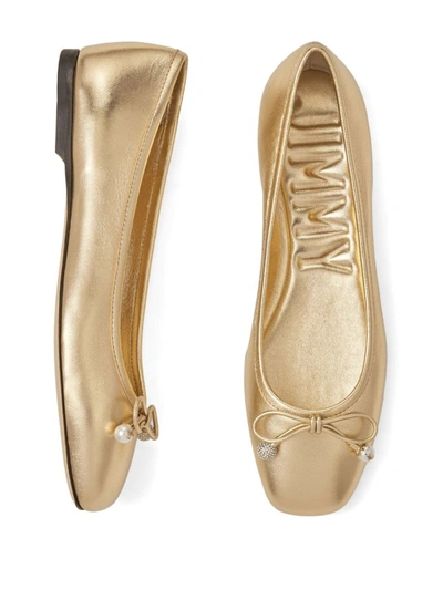 Shop Jimmy Choo Ballerinas In Gold