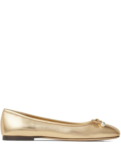 Shop Jimmy Choo Ballerinas In Gold