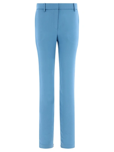 Shop Magda Butrym Silk Skinny Trousers In Blue