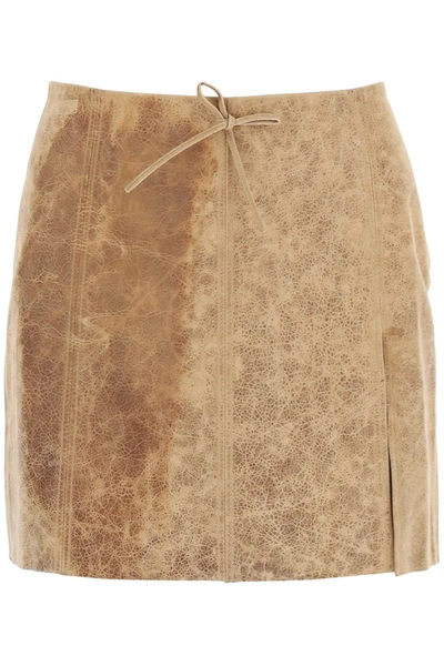 Shop Paloma Wool Vittoria Leather Mini Skirt In Beige