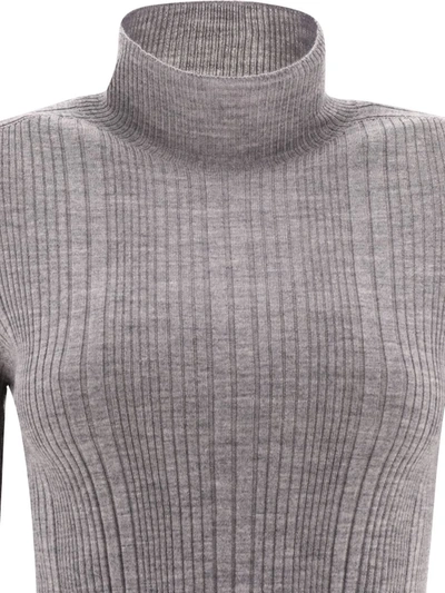 Shop Peserico Ribbed Turtleneck Sweater In Grey
