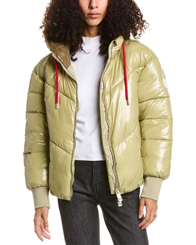 Shop Noize Fiorella Short Puffer Jacket In Green