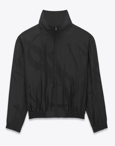 Shop Saint Laurent Oversized Silk Twill Jacket In Black