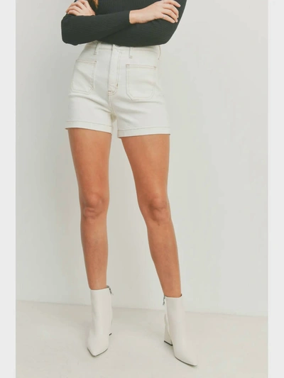 Shop Just Black Denim Lucy Patch Shorts In Off White
