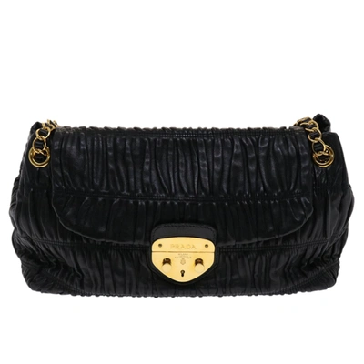 Shop Prada Leather Shoulder Bag () In Black