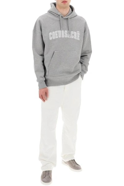 Shop Ami Alexandre Mattiussi Ami Alexandre Matiussi Hoodie With Lettering Embroidery In Gray