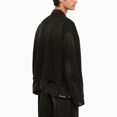 Shop Balenciaga Black Deconstructed Denim Jacket