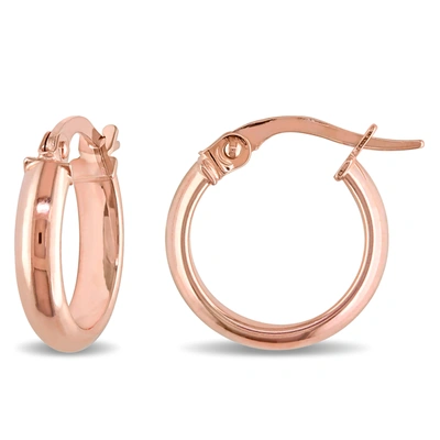 Mimi & Max 14mm Hoop Earrings In 10k Polished Rose Gold In Pink