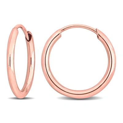 Mimi & Max 13mm Hoop Earrings In 14k Rose Gold In Pink