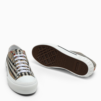 Shop Burberry Beige Sneakers With Vintage Check Motif