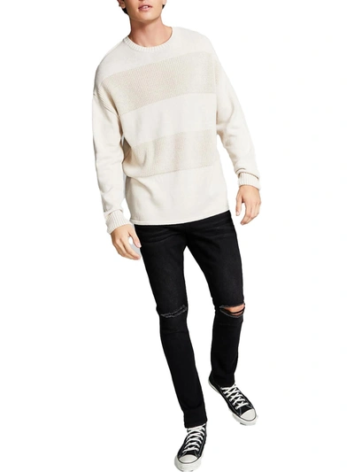 Shop And Now This Mens Crewneck Mixed Media Pullover Sweater In Multi