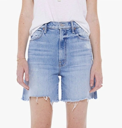 Shop Mother Long Denim Short In Resting Beach Face In Pink