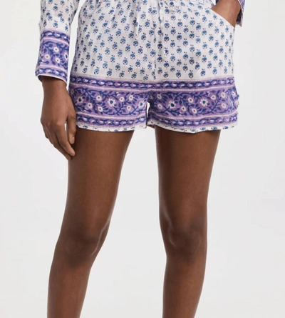 Shop Bell Piped Shorts In Blue Purple Motif