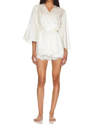 Shop Fleur Du Mal Bride Embroidered Angel Sleeve Robe In Ivory In White