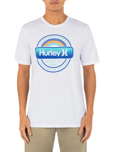 Shop Hurley Mens Cotton Crewneck Graphic T-shirt In White