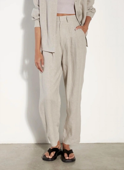 Enza Costa Tapered Pleated Hi-waist Pant In Mist In Beige
