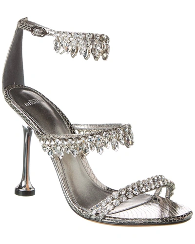 Shop Alexandre Birman Karina Crystals 100 Embossed Leather Sandal In Silver