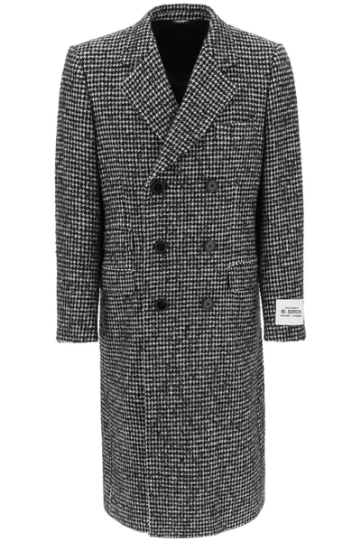 Shop Dolce & Gabbana Re Edition Coat In Houndstooth Wool