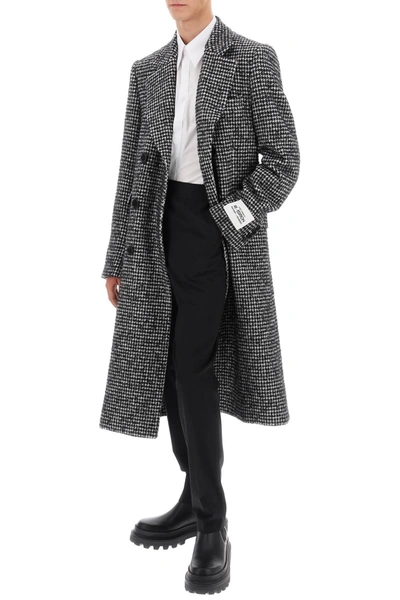 Shop Dolce & Gabbana Re Edition Coat In Houndstooth Wool