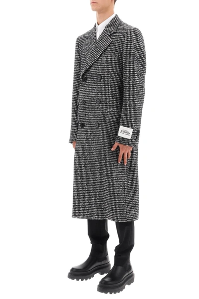 Shop Dolce & Gabbana Re Edition Coat In Houndstooth Wool