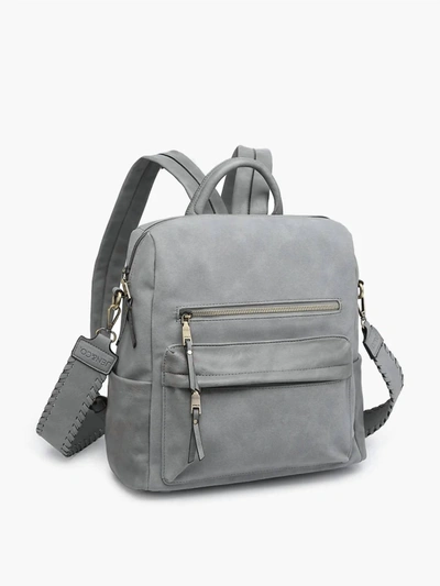 Shop Jen & Co. Amelia Suede Convertible Backpack In Grey Blue