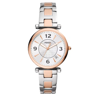 Shop Fossil Women's Carlie Silver Dial Watch In Gold