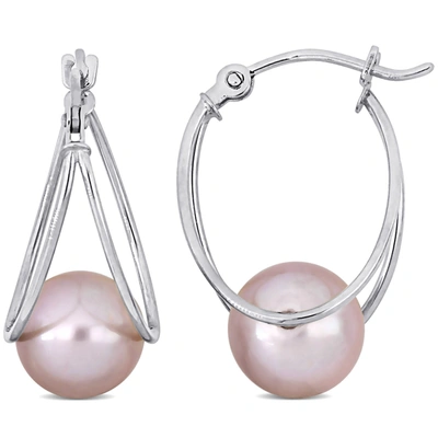 Shop Mimi & Max 8-8.5mm Pink Cultured Freshwater Pearl Drop Earrings In 10k White Gold