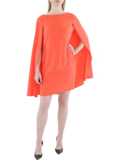Shop Lauren Ralph Lauren Hyannis Womens Chiffon Cape Sleeve Cocktail And Party Dress In Orange