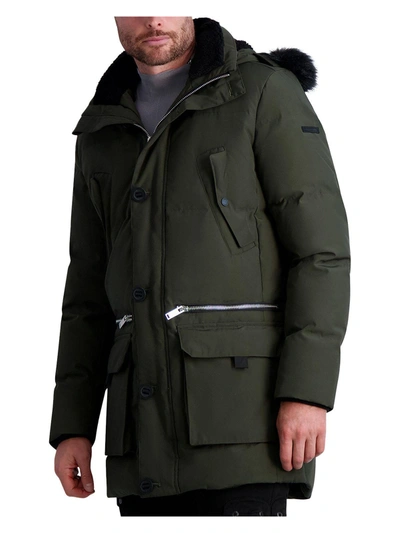 Shop Karl Lagerfeld Mens Down Cold Weather Parka Coat In Green