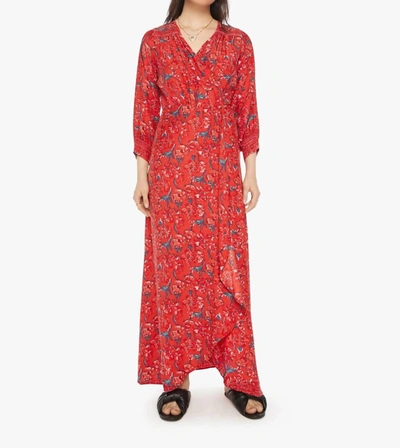 Shop Natalie Martin Kate Long Sleeve Dress In Silk Watercolor Print Vermillion In Multi