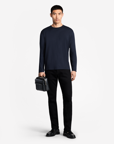 Shop Dunhill Insignia Cotton Long Sleeve T-shirt In Black