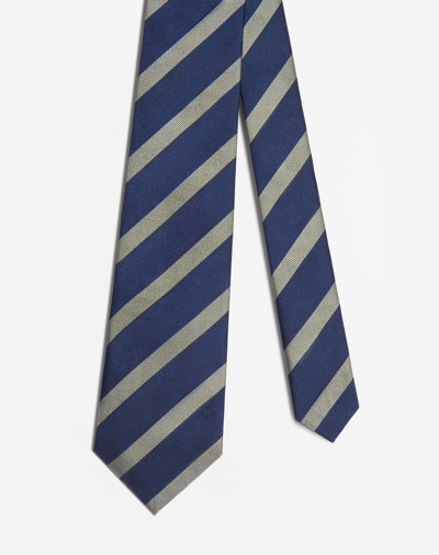 Shop Dunhill Silk Regimental Woven Tie In Blue