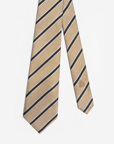 Shop Dunhill Silk Regimental Woven Tie In Brown