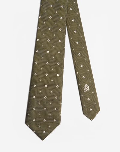 Shop Dunhill Silk Archive Neat Woven Tie In Green
