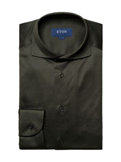 Shop Eton Men's Contemporary Fit Luxe Knit Shirt In Green