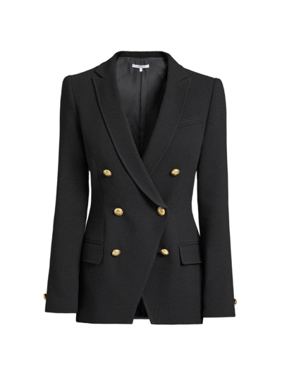 Shop Santorelli Women's Wool Crepe Double-breasted Jacket In Black