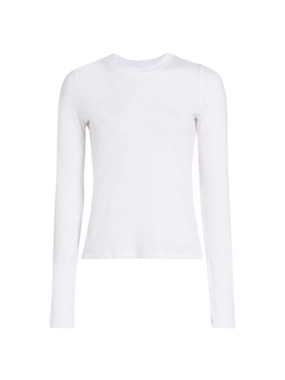 Shop Re/done Women's Cotton Crewneck Long-sleeve T-shirt In Optic White