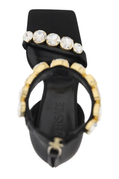 Shop Versace Satin Sandals With Crystals