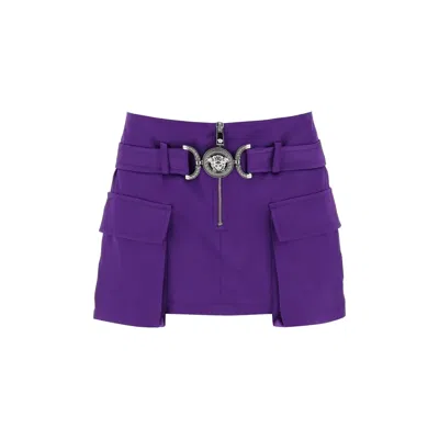 Versace Medusa Satin Cargo Miniskirt