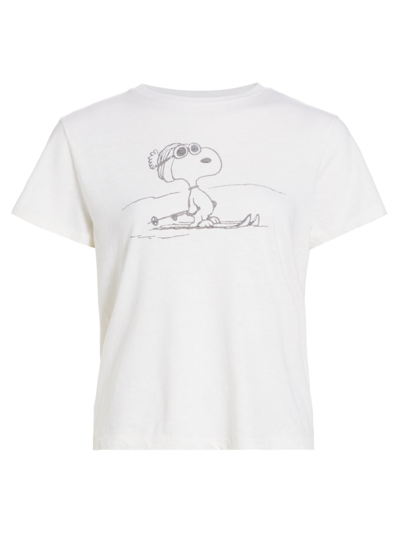 Shop Re/done Women's Ski Snoopy Classic T-shirt In Vintage White