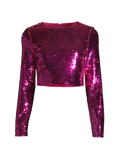 Shop Milly Women's Shailyn Sequined Crop Blouse In Pink