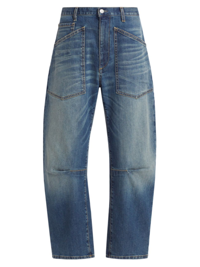 Nili Lotan Shon Barrel Jeans In Classic Wash In Blue