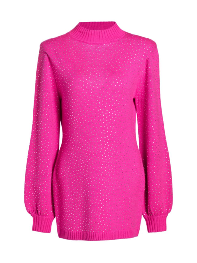 Shop Generation Love Women's Chiraz Crystal Mini Sweaterdress In Hot Pink